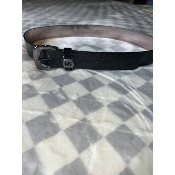 MICHAEL Michael Kors Logo Luggage black Leather Belt 553264‎ Size L - Picture 1 of 10